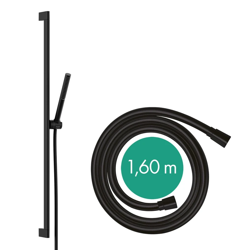 hansgrohe 24382670 Pulsify S Set 100 1jet EcoSmart with Shower bar 90 cm, Matt Black