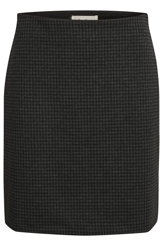 Part Two Women's Mini Skirt High-Waisted Pockets Elastic Waist Pencil Silhouette, Dark Grey Check, XS