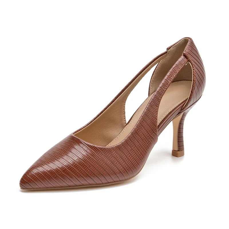 Bplangat Women's Pumps Pointed Toe Pump Shoes Kitten Heel Comfort Cut Out Dress Shoes for Office Wedding Party Dressy Casual, US Size 5-11, Brown, 6 UK