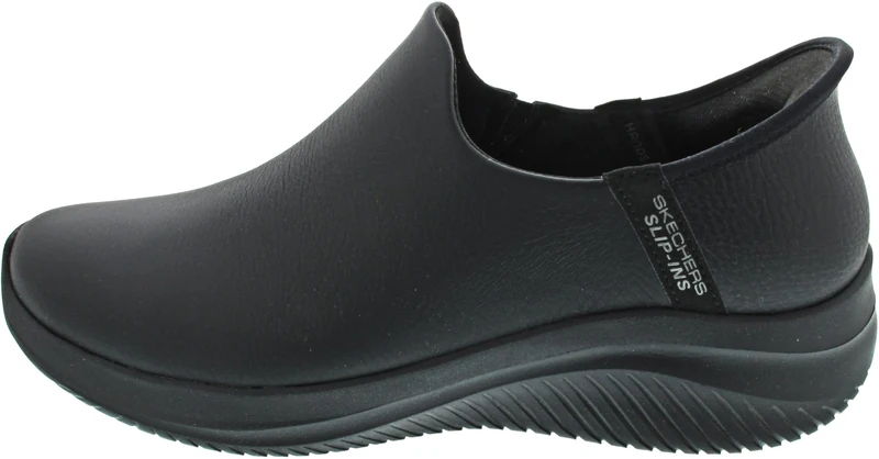 Skechers Women's Ultra Flex 3.0 All Smooth Slip-On Sneakers, Black Leather/Mesh/Gunmetal Trim, 5.5 UK