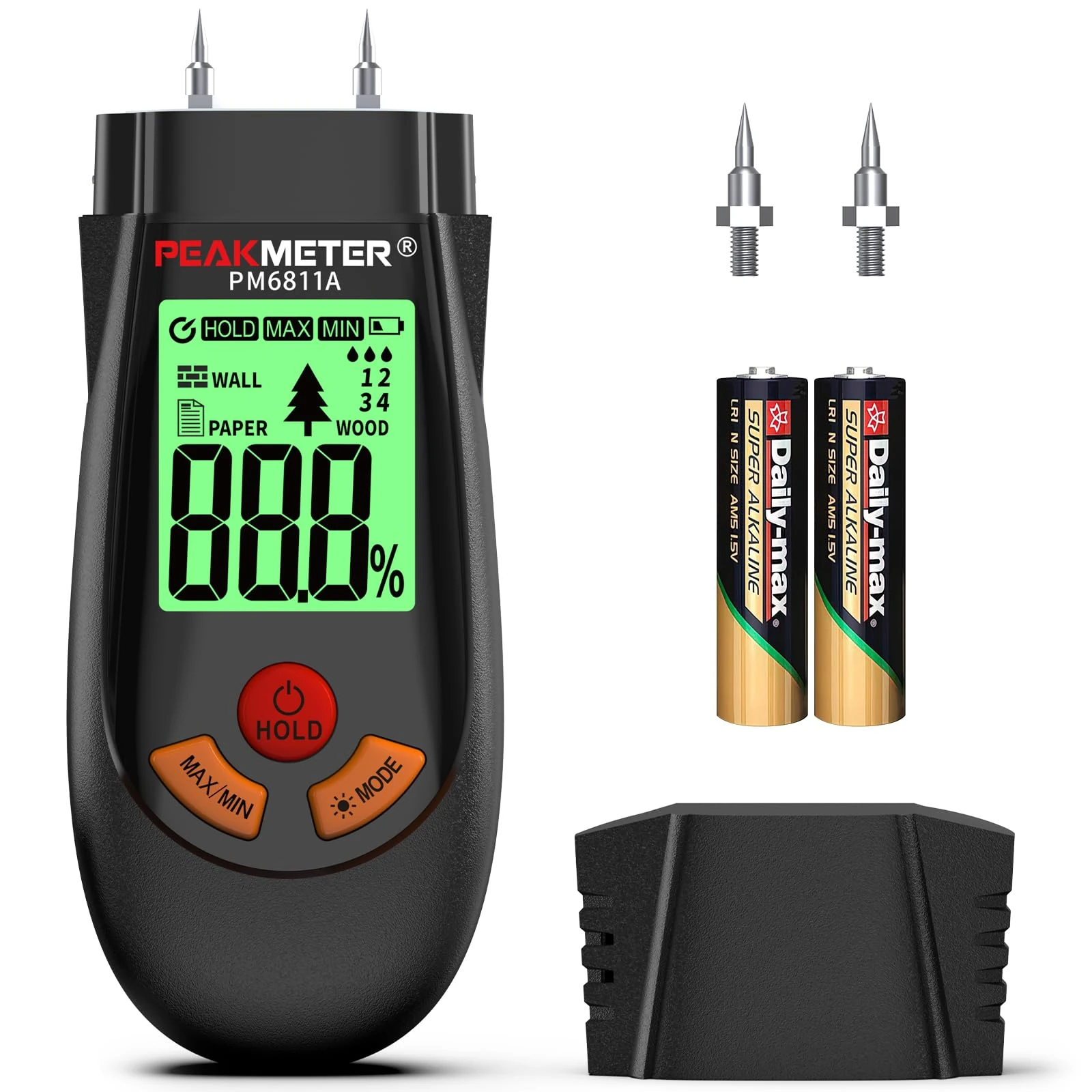Moisture Meter, Damp Meter, Wood Moisture Meter with an LCD Display, Suitable for Quickly Measuring The Moisture Content of raw Wood, Paper, Plywood, Stucco Walls, Gypsum, and Wood Floors.