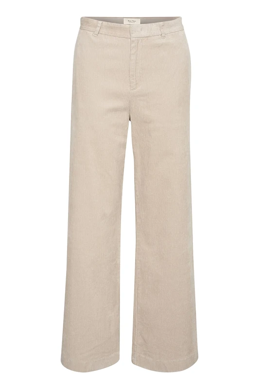PART TWO Women's High-Waisted Straight Legs Regular Fit Corduroy Fabric Trousers, Perfectly Pale, 14