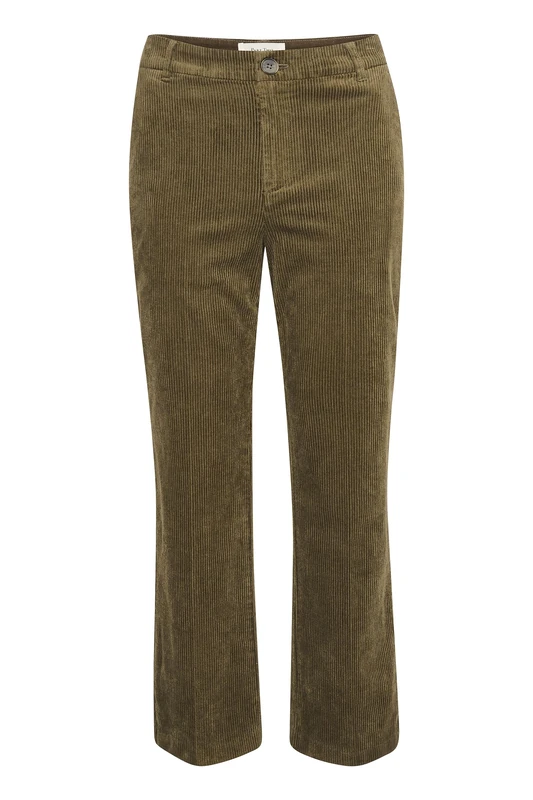 Part Two Women's Corduroy Pants Cut Length Flared Legs Regular Fit Trousers, Capers, 16