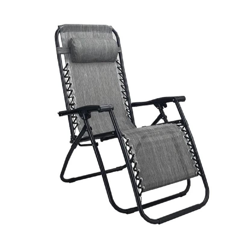 PRATESI 94408 Gravity DECKCHAIR Melange Grey TEXTSTEEL 64X178X110, Polyester, Black