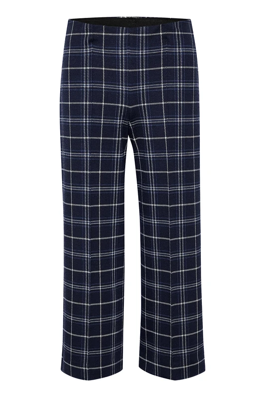 PART TWO Women's Wide Leg High-Wrap Fabric Trousers, Night Sky Check, S
