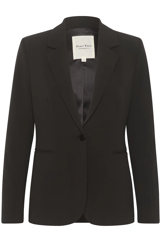 Part Two Women's Blazer Regular Fit Notch Lapel Single Button Fastening, Black, UK 4