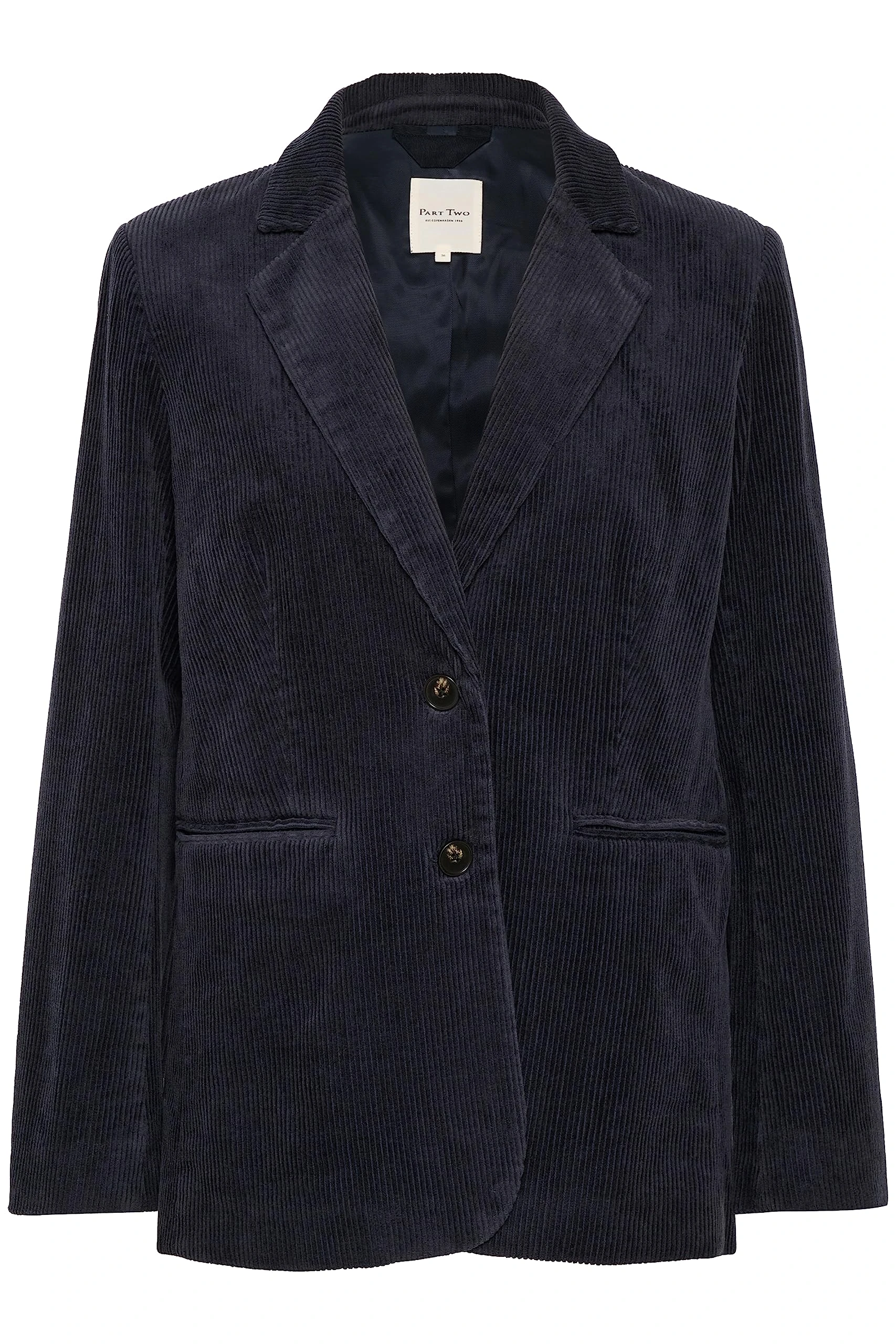 Part Two Women's Blazer Single Breasted Notch Lapel Corduroy Fabric Pockets, Dark Navy, 18