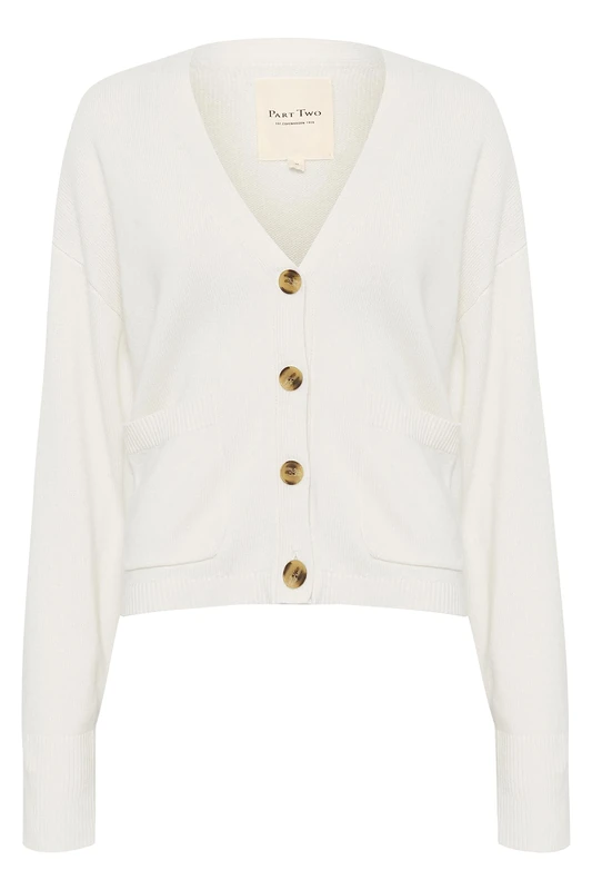 Part Two Women's Cardigan Casual Fit Long Sleeves V-Neck Pockets Button Closure Sweater, Whitecap Gray, XL