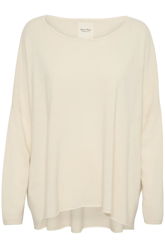 Part Two Women's Pullover Loose Fit Boat Neck Batwing Sleeves Slim Sleeve Inset, Whitecap Gray, XL