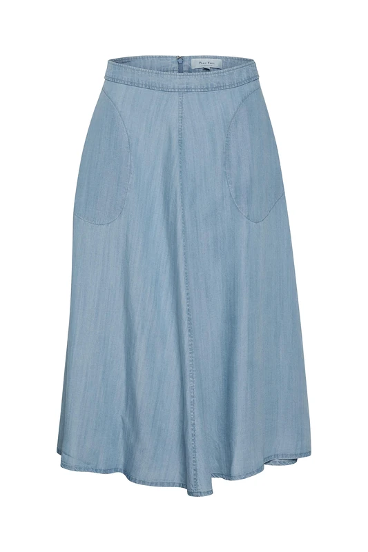 Part Two Women's Skirt Midi Length Regular Fit Front Pockets Zipper Fastening, Medium Blue Denim, 10
