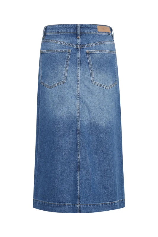 Part Two Women's Skirt Midi Length A-line High-Waisted Regular Waistband, Medium Blue Denim, 16