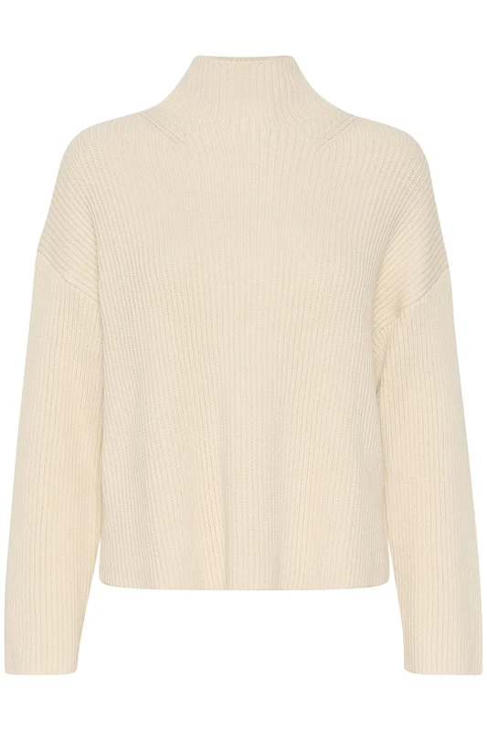 Part Two Women's Pullover Oversized Fit Long Sleeves Rib Knit Funnel Neck, Whitecap Gray, XL