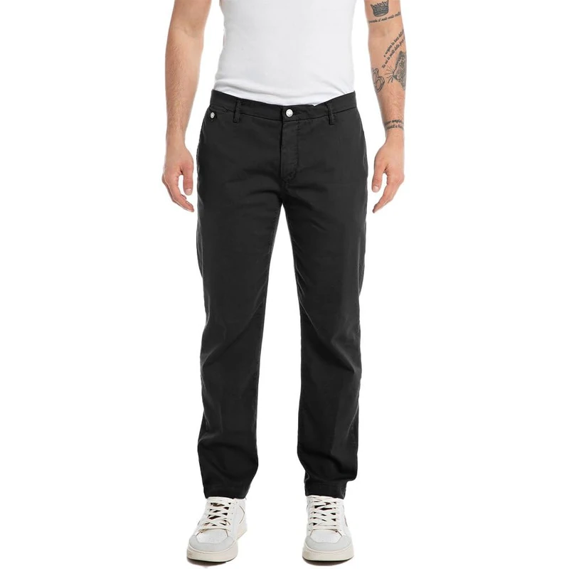 Replay Men's Chino X-Lite Plus with Stretch, Black (Blackboard 099), 34W / 30L