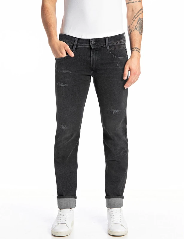 Replay men's jeans Hyperflex with stretch, black (Black Delavè 099), 27W / 32L