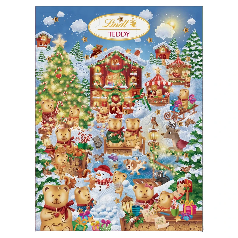 Lindt Teddy Winter Wonderland Advent Calendar 2025 – Medium 170g – 24 Milk & White Chocolates – Gift for Him & Her