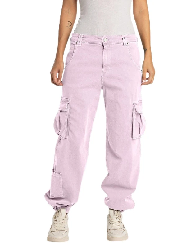Replay women's cargo trousers with stretch, pink (Bubble Pink 066), 32