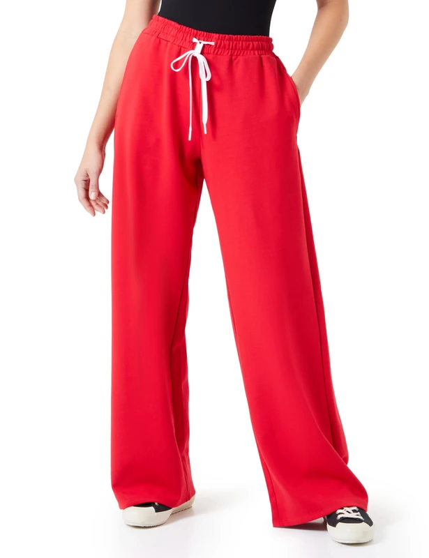 REPLAY Women's Wide Leg Jogging Pants, Cherry Red 551 (Red), XXS
