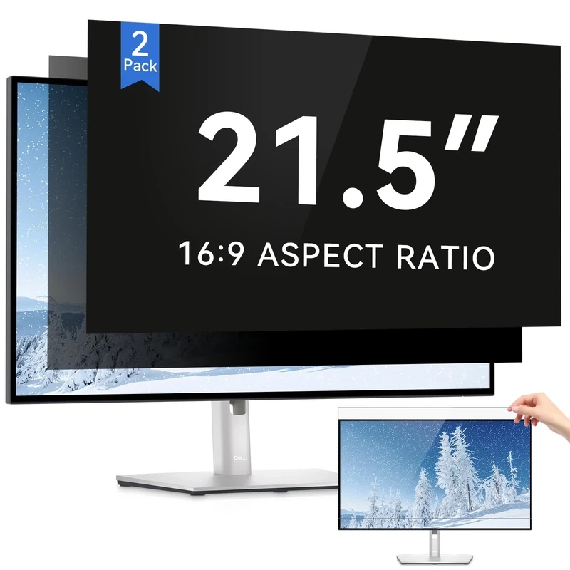 IPROKKO [2 Pack 21.5 Inch Computer Privacy Screen Filter, Removable Anti Glare Blue Light Scratch Protector Film for 21.5inch Computer 16:9 Widescreen Monitor, Anti Spy Security Protector Shield