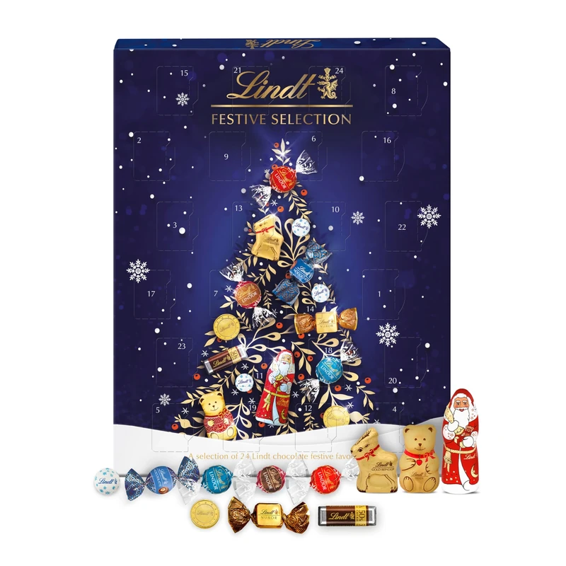 Lindt Festive Selection Advent Calendar 2025 – Large 289g – 24 Lindt Chocolate Favourites – Gift for Adults & Kids