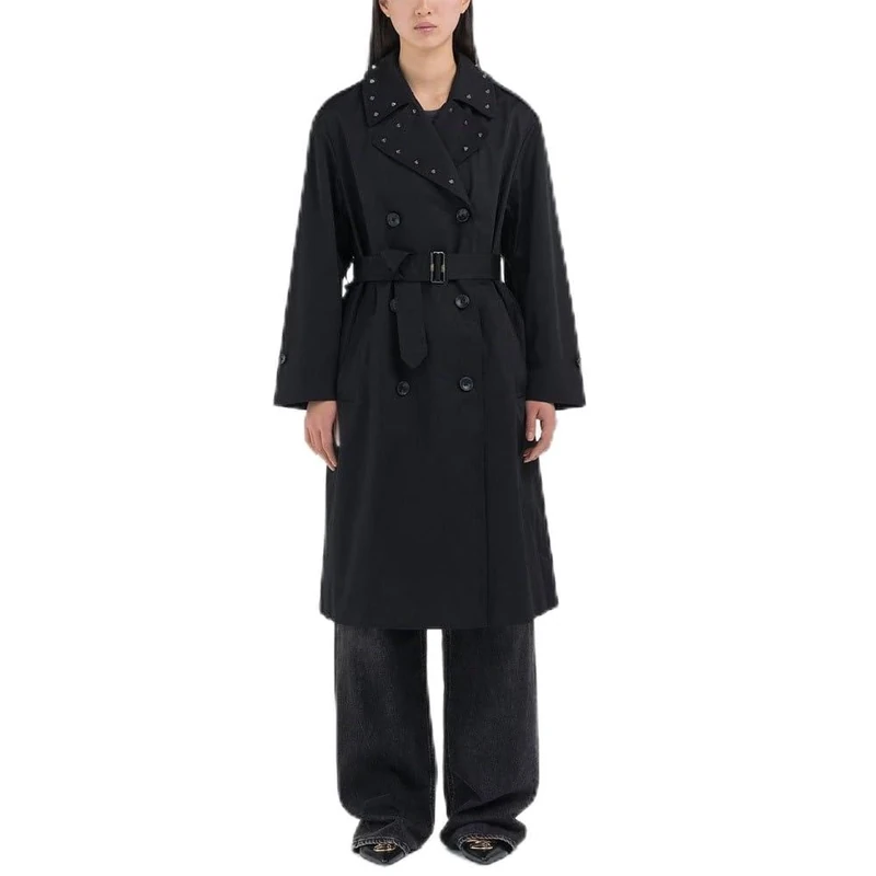Replay Women's W7852 Trench Coat, 098 Black, L