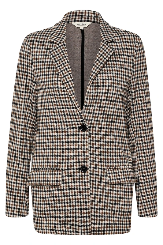 PART TWO Women's Damen-Blazer, Einreihig, mit Notch Lapel Fabric Pockets, Brown Check, 18