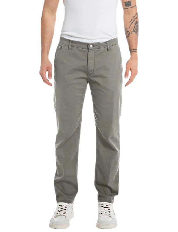 Replay men's chinos X-Lite Plus with stretch, gray (Medium Gray 176), 36W / 34L