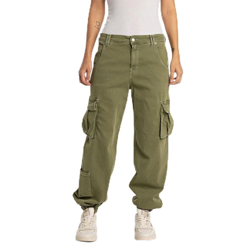 Replay women's cargo trousers with stretch, green (Light Military 833), 25W