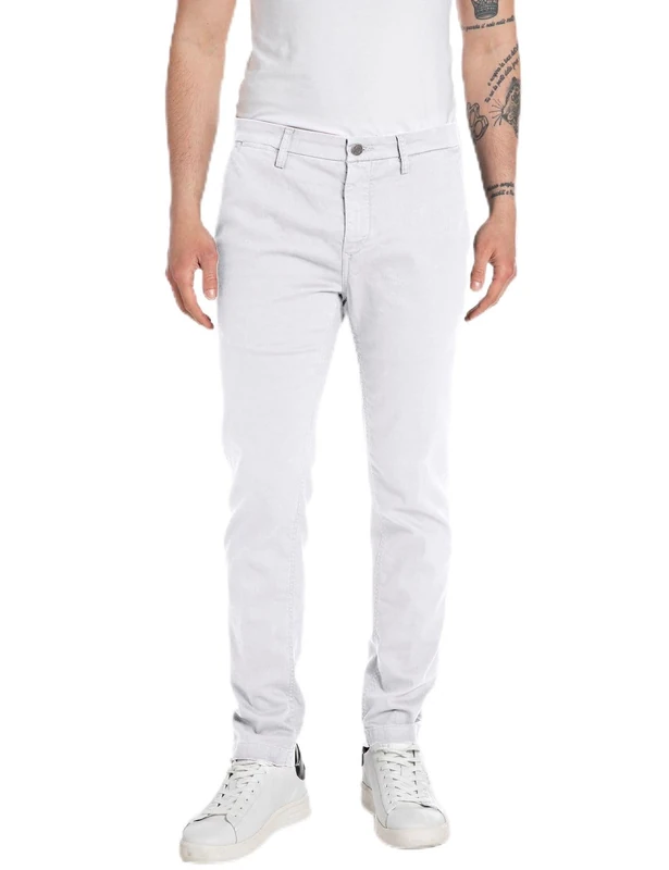 Replay Men's Hyperflex Cargo Pants, White (Optical White 001), 34W / 34L