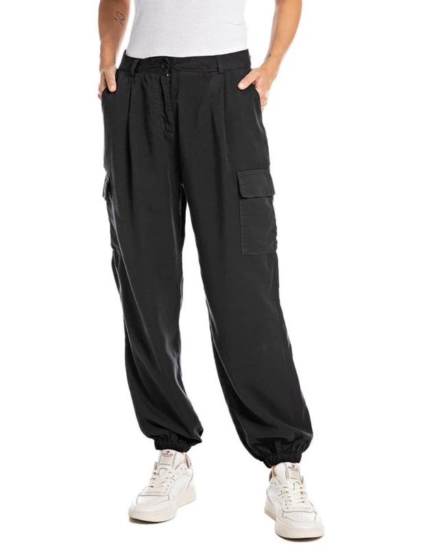 REPLAY Damen Stoffhose Baggy, Blackboard 998 (Schwarz), 28