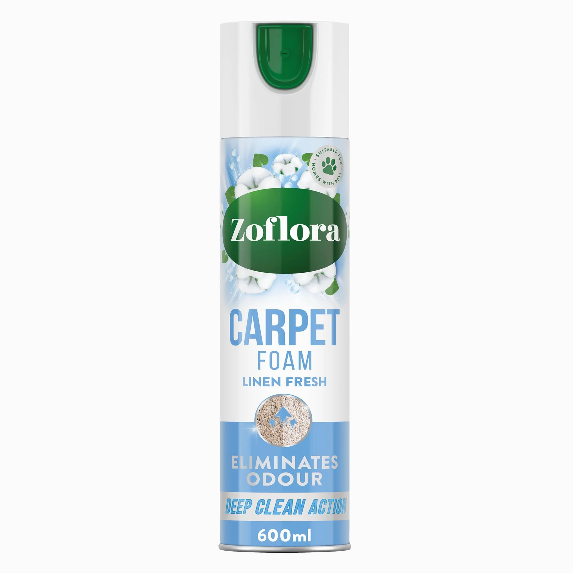 Zoflora Linen Fresh Carpet Freshener & Care Foam, Carpet Cleaner,Stain Remover Foam for Carpets and Upholstery, Neutralises Odours, Deep Cleans, Pet Safe, 1x 600 ml