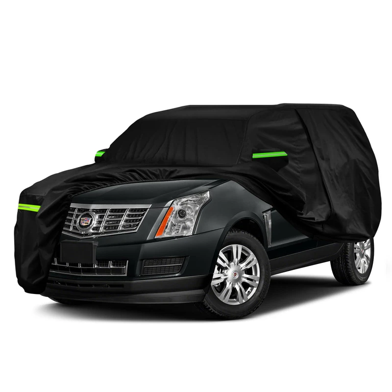 Waterproof Full Car Cover for SUV Cadillac SRX 2003-2016, 6 Layers All Weather Car Cover with Zipper Door Windproof Bands for Snow Rain Dust Hail Protection