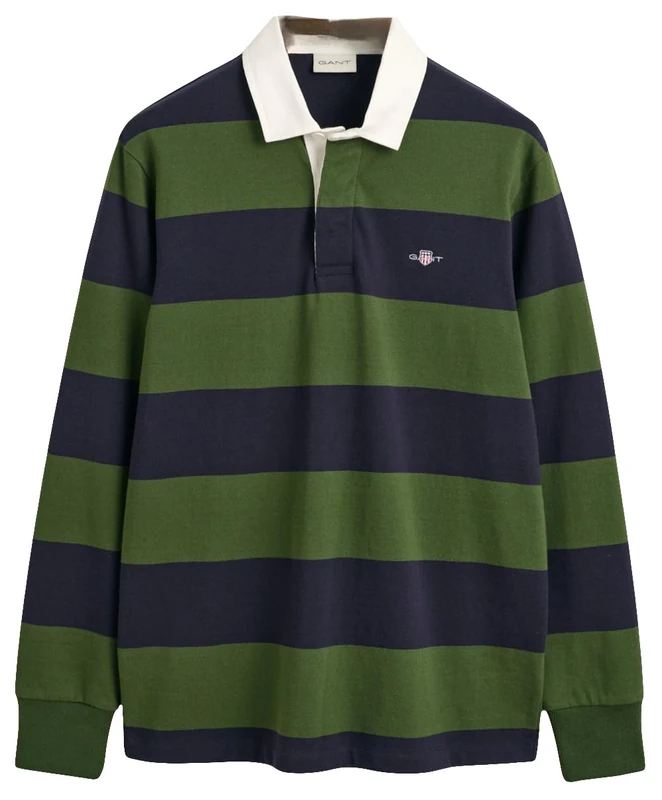 GANT Men's Reg Shield Barstripe Heavy Rugger T-Shirt , Pine Green,M