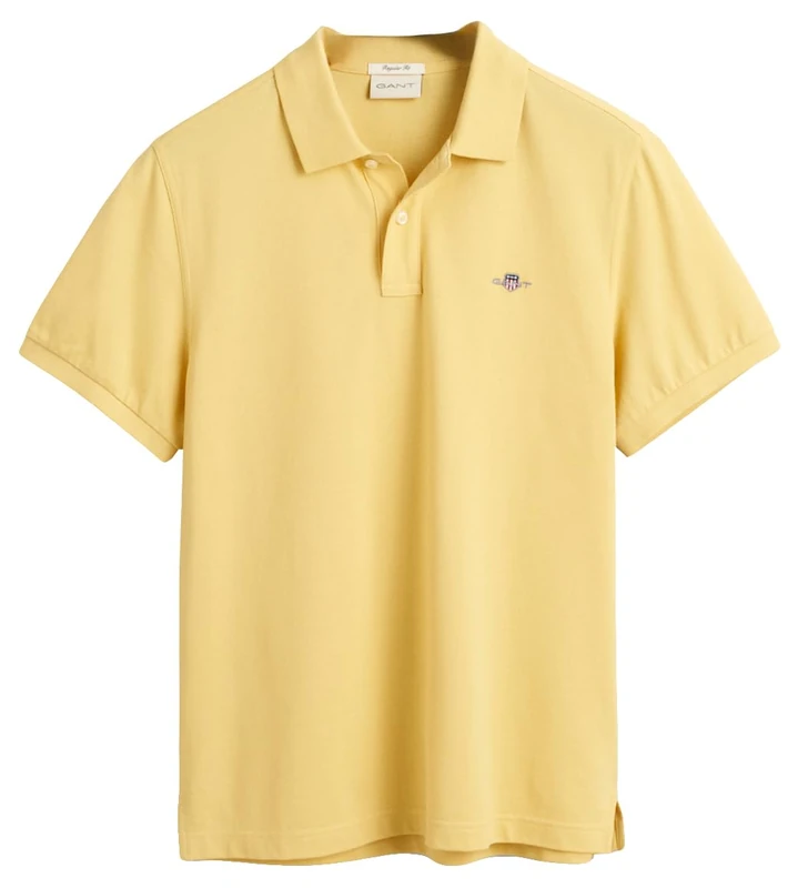GANT Men's Reg Shield SS Pique Polo Shirt, Dusty Yellow, 4XL