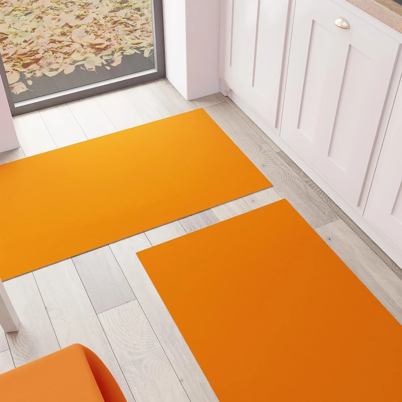 PETTI Artigiani Italiani - Kitchen Rug, Kitchen Runner, Washable Non-Slip Kitchen Rug, Non-Slip Rug, Kitchen Runner, Plain Rug, 52 x 440 cm, Orange, 100% Made in Italy