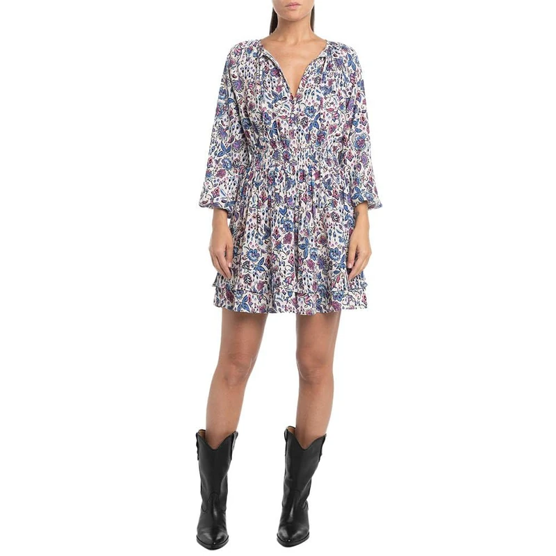 Replay women's long-sleeved dress made of viscose, multicolored (Multicolor 010), L