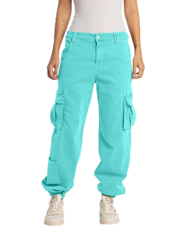 Replay women's cargo trousers with stretch, green (Amalfi Green 337), 25W