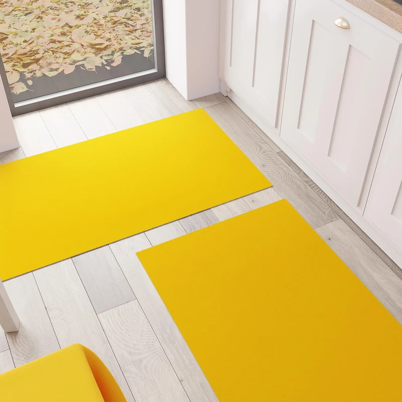 PETTI Artigiani Italiani - Kitchen Rug, Runner, Kitchen Rug, Washable, Non-Slip, Rug Runner, Kitchen Rug, Plain Colour, 52 x 440 cm, Yellow, 100% Made in Italy