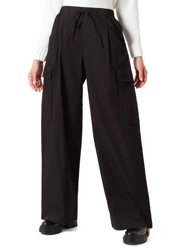 Replay Women's Cotton Cargo Trousers, Black 098 (Black), 32