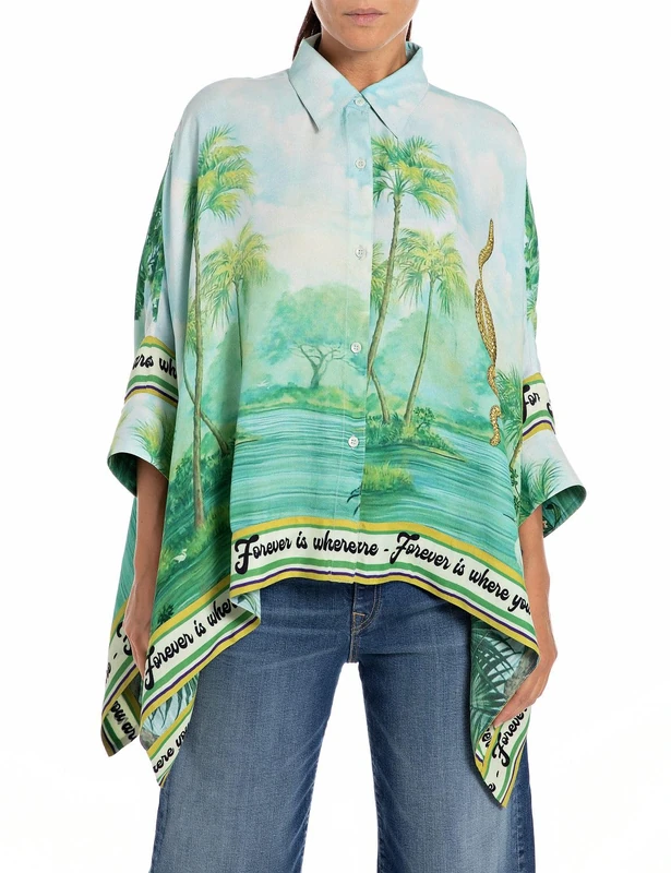 Replay women's blouse made of viscose, multicolored (Multicolor 010), XS/S