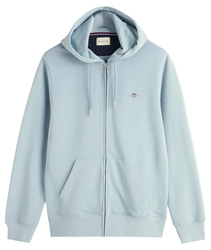 GANT Men's Reg Shield Full Zip Hoodie Hooded Sweatshirt , Dove Blue,L