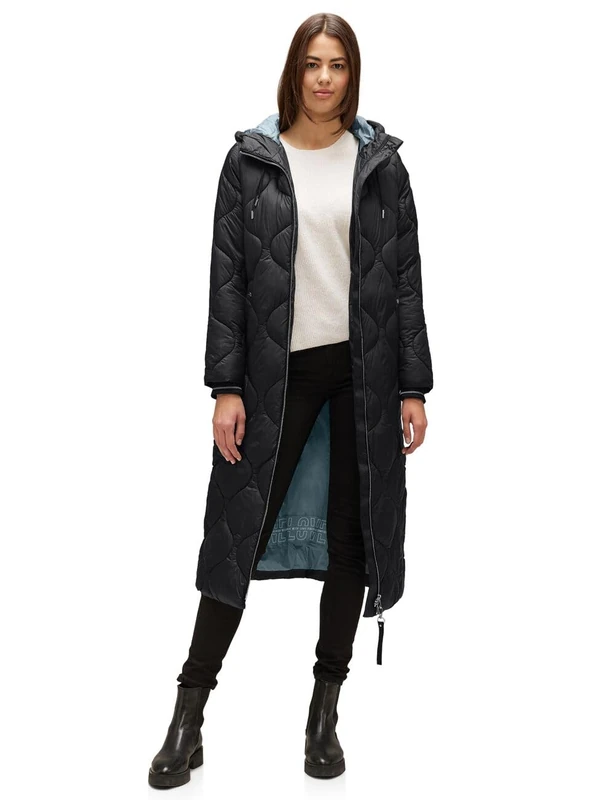 Street One Women's A201881 Quilted Jacket Long, Black, 46