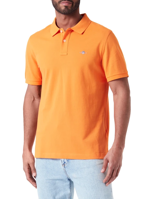 GANT REG Shield SS Pique Polo Shirt, Sweet Orange, M
