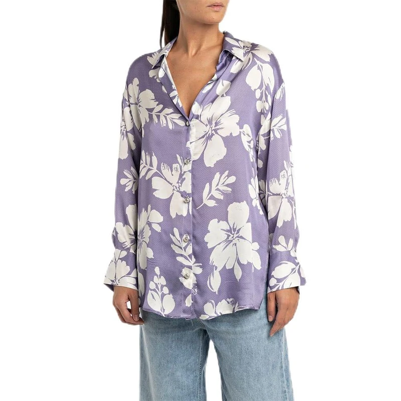 Replay Women's W2133 Blouse, 010 Lilac/White, XXS - Image 1