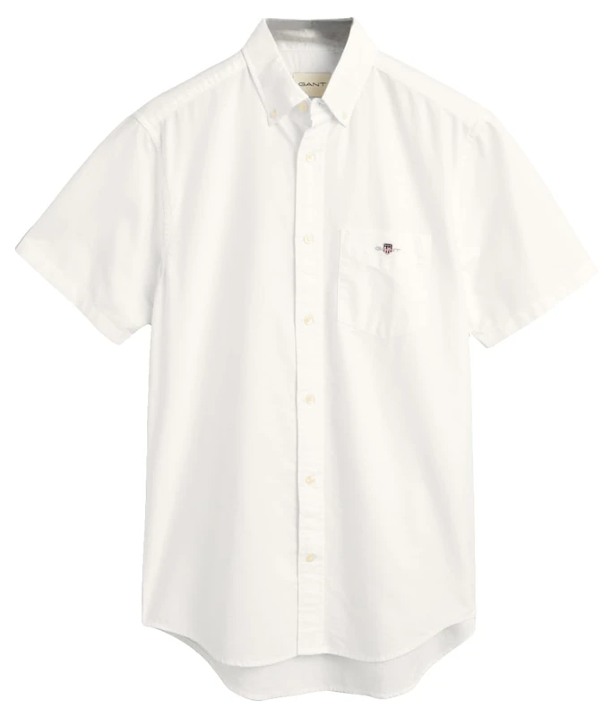 GANT Men's REG Oxford SS Shirt, White, M