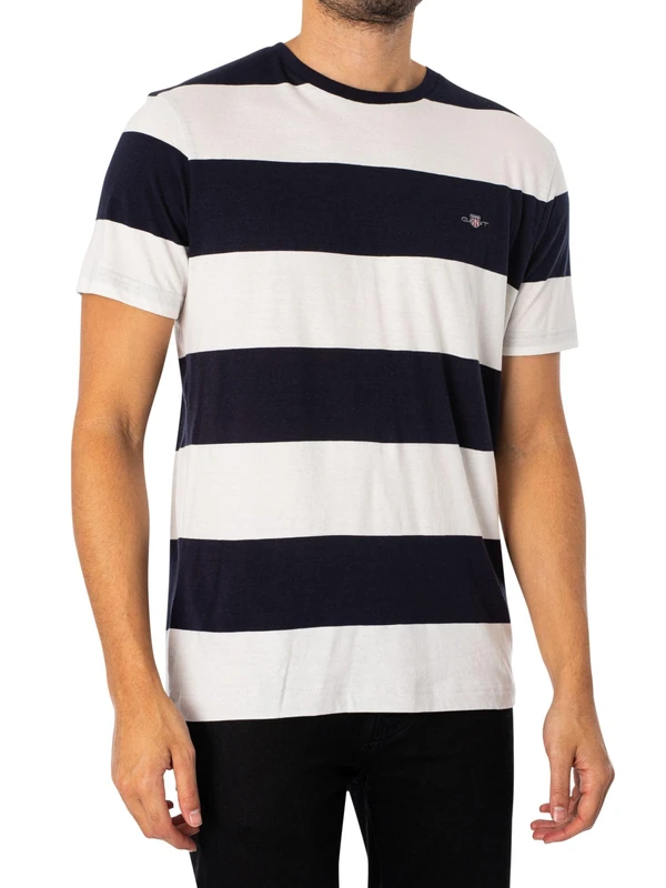 GANT Bar Stripe SS T-Shirt, Eggshell, XL
