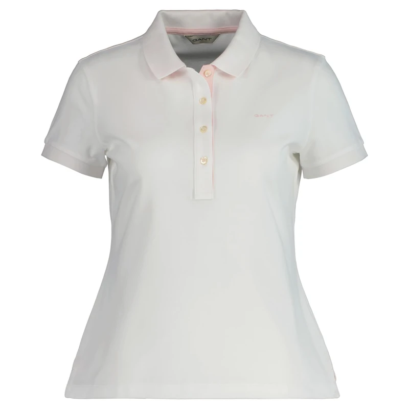 GANT Women's Contrast Collar SS Pique Polo, White, XXL