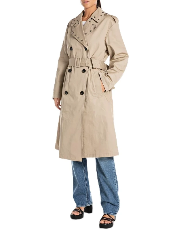 Replay Women's W7852 Trench Coat, 225 Sahara, XXS