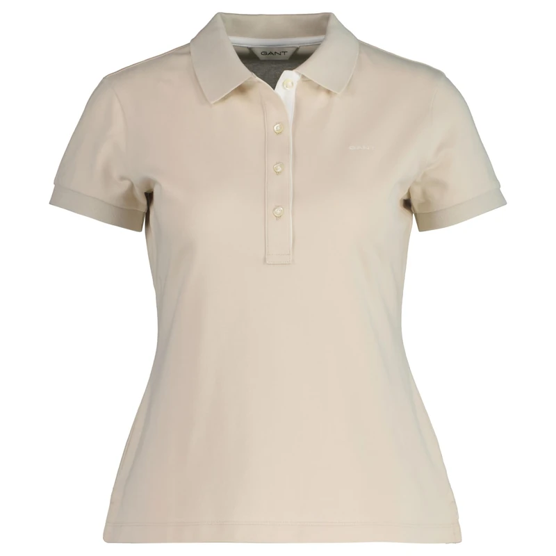 GANT Women's Contrast Collar SS Pique Polo, Soft Oat, XS