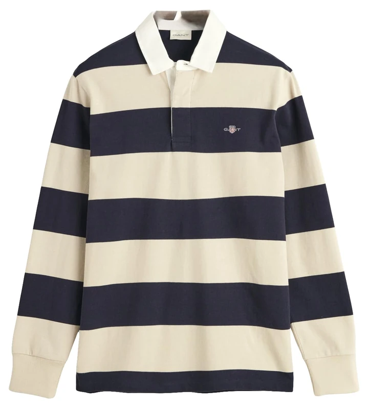 GANT Men's Reg Shield Barstripe Heavy Rugger T-Shirt , Silky Beige,M