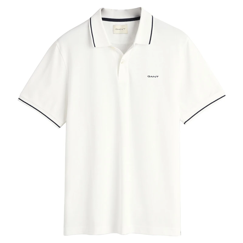GANT Mens Short Sleeve Pique Polo White S White M
